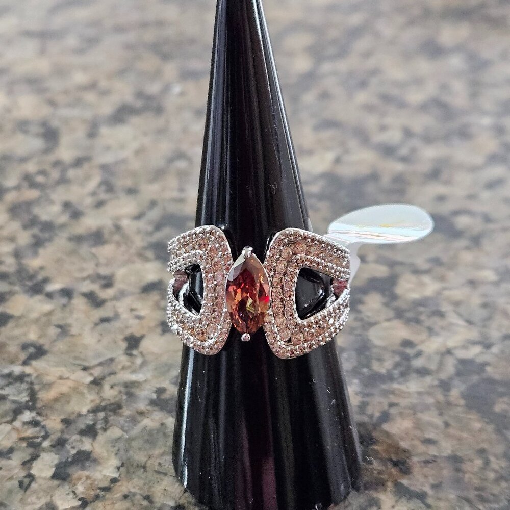 Bomb Party-RBP8381 "She's A Gem" Dark Brown Tourmaline Cubic Zirconia Sz 7